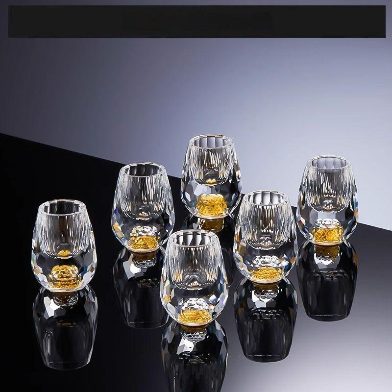 GIANXI 100ml Liquor Dispenser Measuring Pot Wine Bottle Gold Foil Lead-free Crystal Glass Sake Small Container Wine Cup