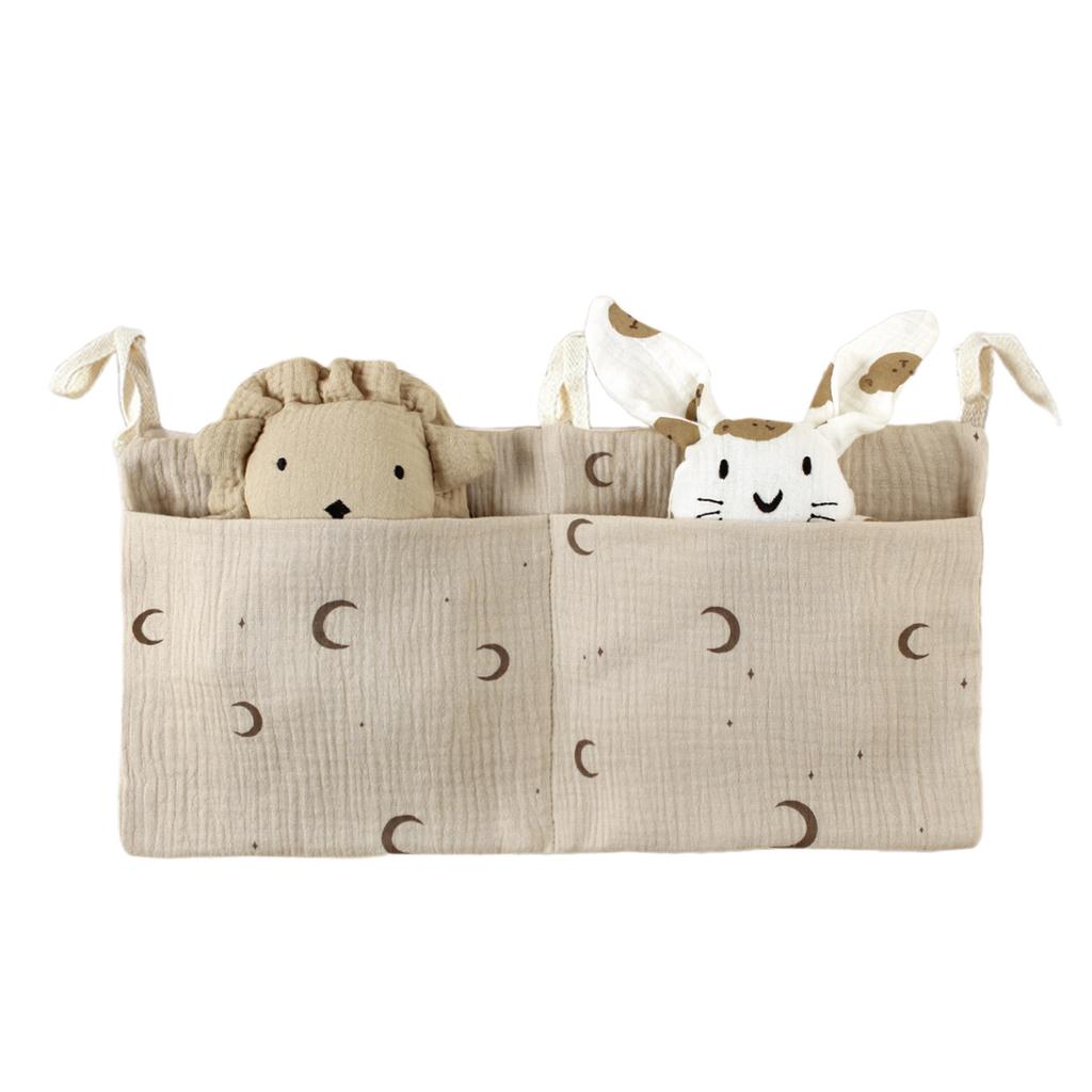 Baby Bedside Organizer Storage Bag with 2 Pockets for Toys Diaper Baby Cribs Storage Bag Multifunctional Hanging Pocket