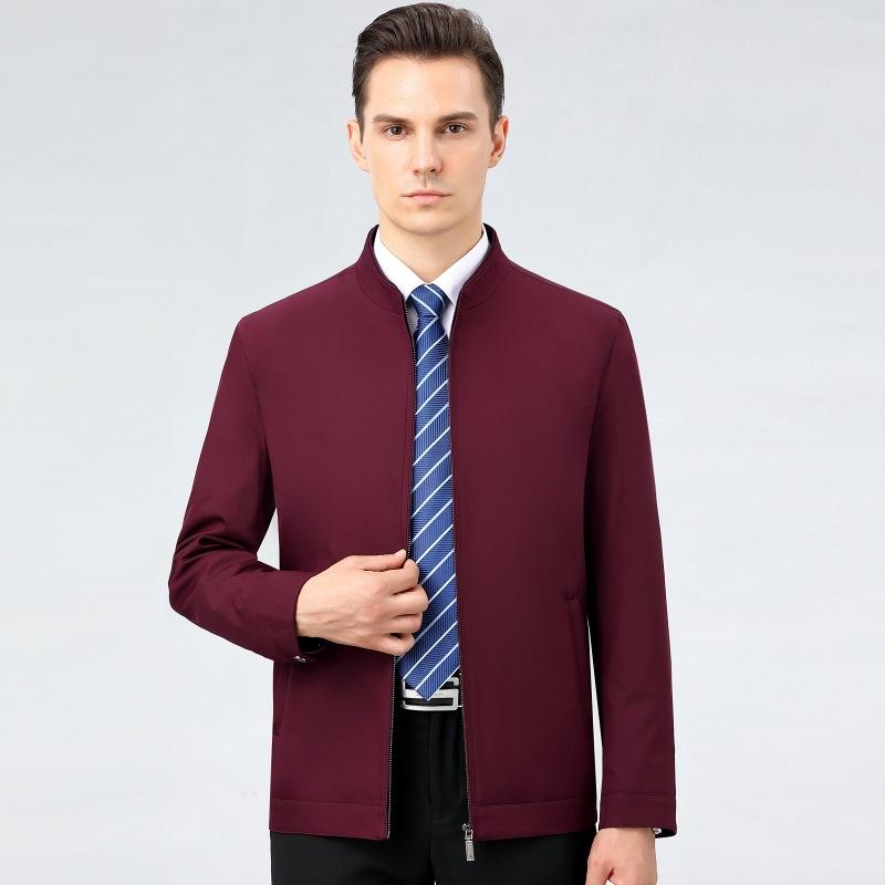 Jacket Men's Middle-aged Lapel Spring and Autumn Business Casual Middle-aged Dad Wear Administrative Civil Servant Jacket