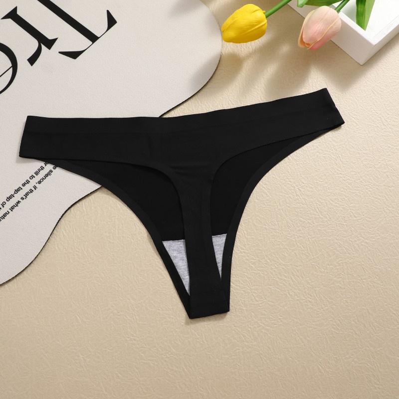 FINETOO Women Seamless Thong Maillard Color Sexy G-String Female Multi Color Ice Silk No Trace Underwear High Cut Soft Panties
