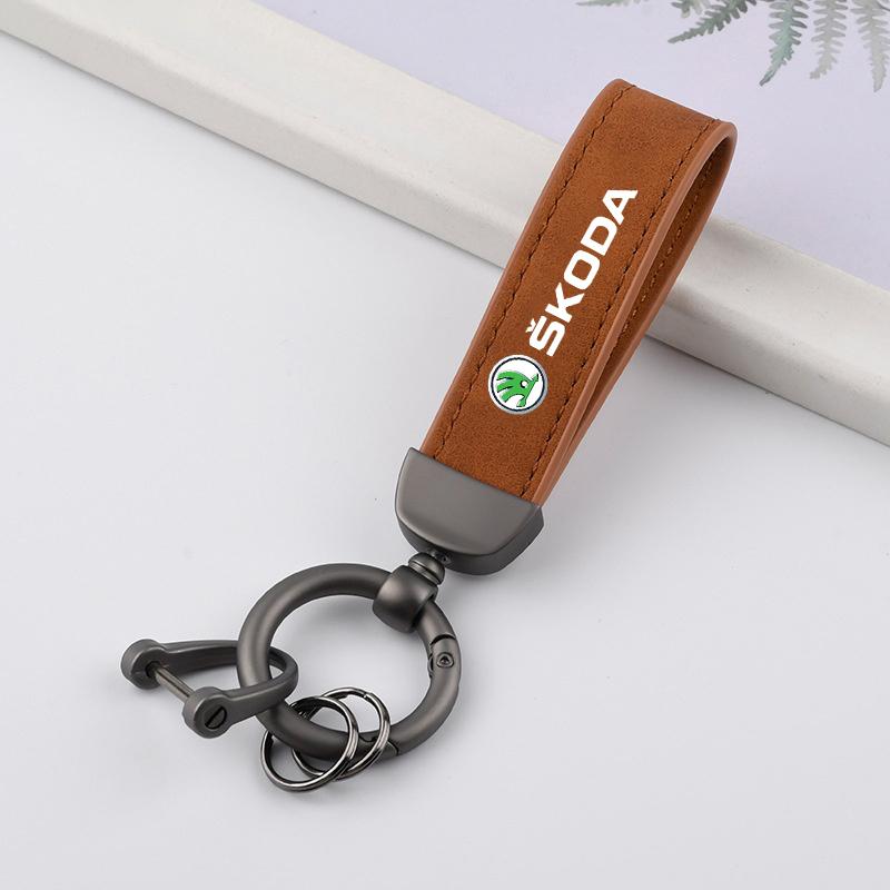 Leather Car Key Chain Ring Keyring For Skoda Citigo Fabia Superb Octavia A5 A7 Karoq Kodiaq Auto Styling Keychain Accessories ydpf68
