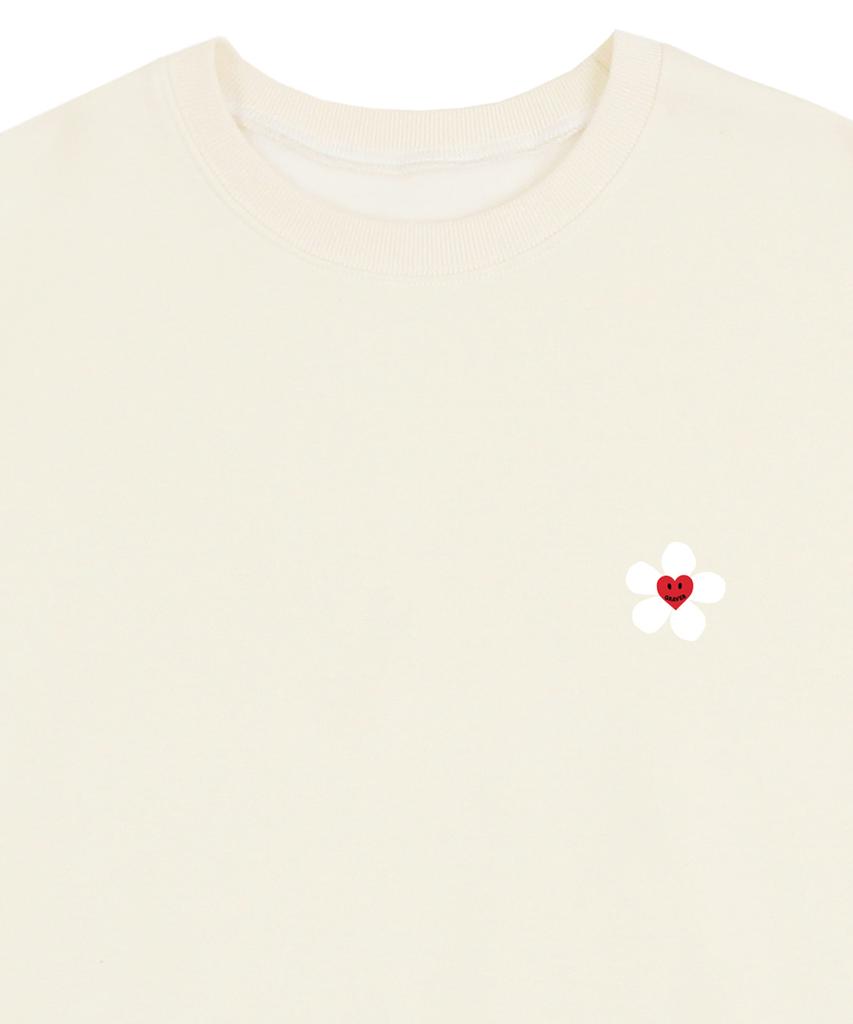 GRAVER [Unisex] Flower Heart Logo Smile Sweatshirt_Cream