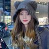 Милая плюшевая вязаная шапка с медведем Harajuku Y2K шапки-бини модная шапка с ушками медведя из овечьей шерсти для девочек