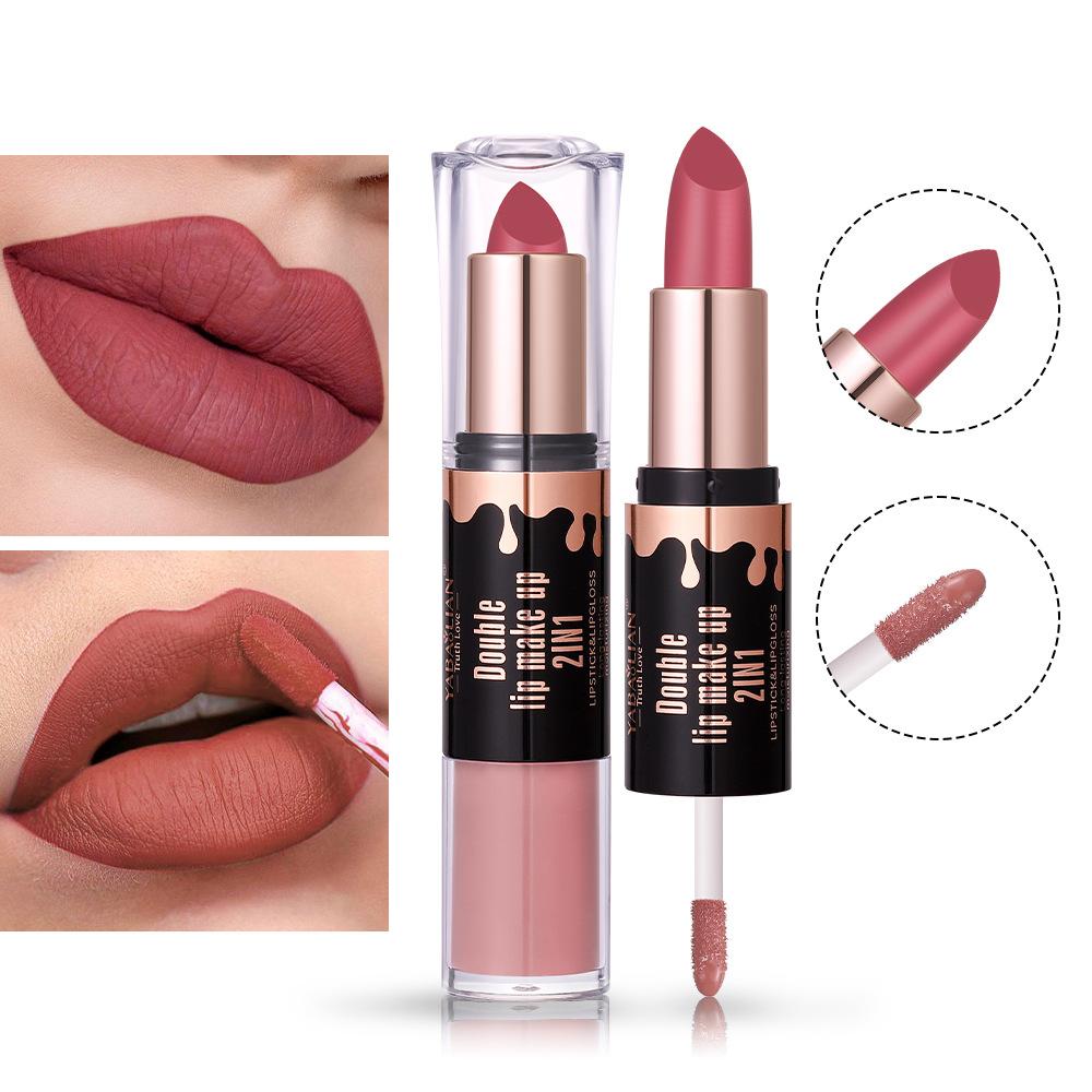 Двухкомпонентная матовая помада для губ с антипригарным покрытием Cup Velvet Mist Lip Glaze 2-в-1 водостойкий стойкий увлажняющий блеск для губ