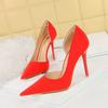 Retro Women's High Heels Slim Heels Shallow Mouth Pointed Side Hollow Shining Single Shoes