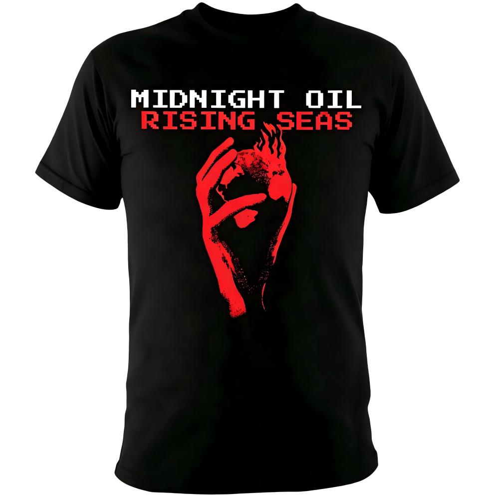 Midnight Oil Rising Seas Band Graphic Black T-Shirt