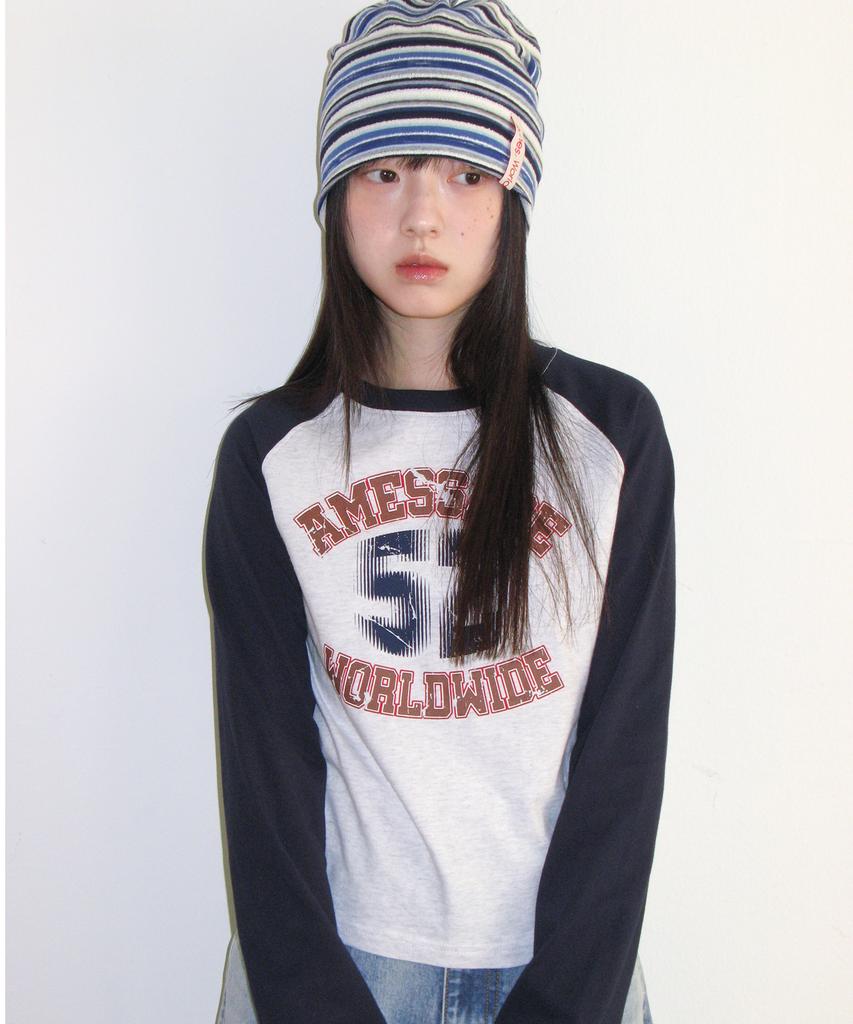AMES-WORLDWIDE Vintage 52 Raglan Ls Tee Navy