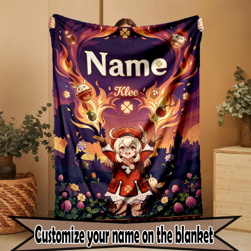 Custom Name Personalized Genshin Impact Print Blanket, Home Decor, Bedroom, Sofa, Camping, Couch, Gifts for Birthday Christmas
