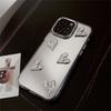 3D гальванический чехол Сердце 13 для iPhone 17/15 Pro Max, Зеркальная поверхность iPhone 16, Высококачественный 14 Жесткий чехол