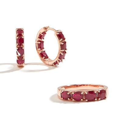 Драгоценный натуральный рубин, потрясающий комплект серег-кольц из стерлингового серебра 925 пробы, роскошные ювелирные изделия для женщин, подарок на юбилей и вечеринку