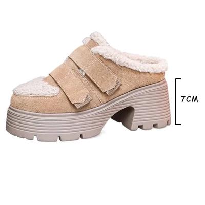 Fujin 7 см замша коровья натуральная кожа женские высокие фирменные сапоги до колена туфли-лодочки на платформе танкетке плюшевые зимние теплые повседневные туфли