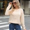 Women's Autumn and Winter Round Neck Twist Solid Color Knitted Top Loose Sweater