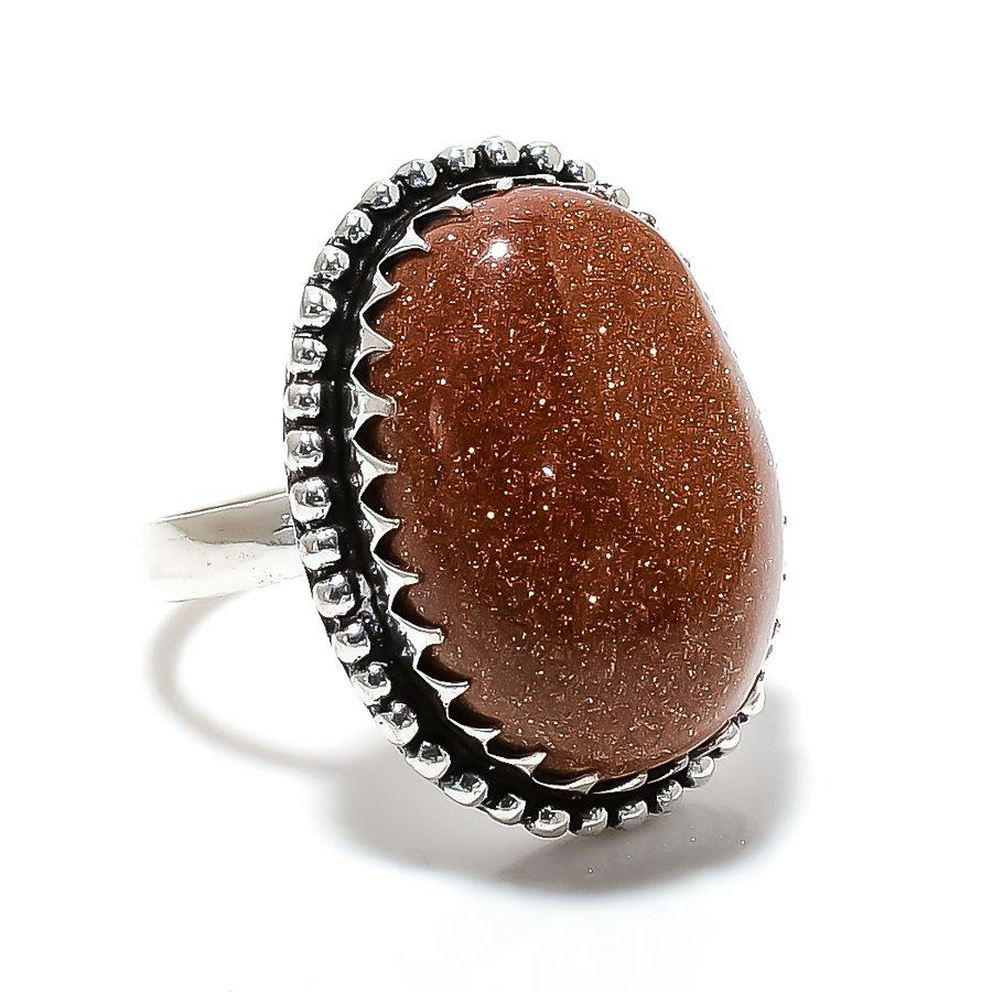 Red Sunstone Gemstone Handmade 925 Sterling Silver Jewelry Ring Size 9.5 SU-9304