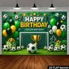1pc, 2D flat, passionate football birthday background banner including goal + gold trophy + football + balloon background, wsj