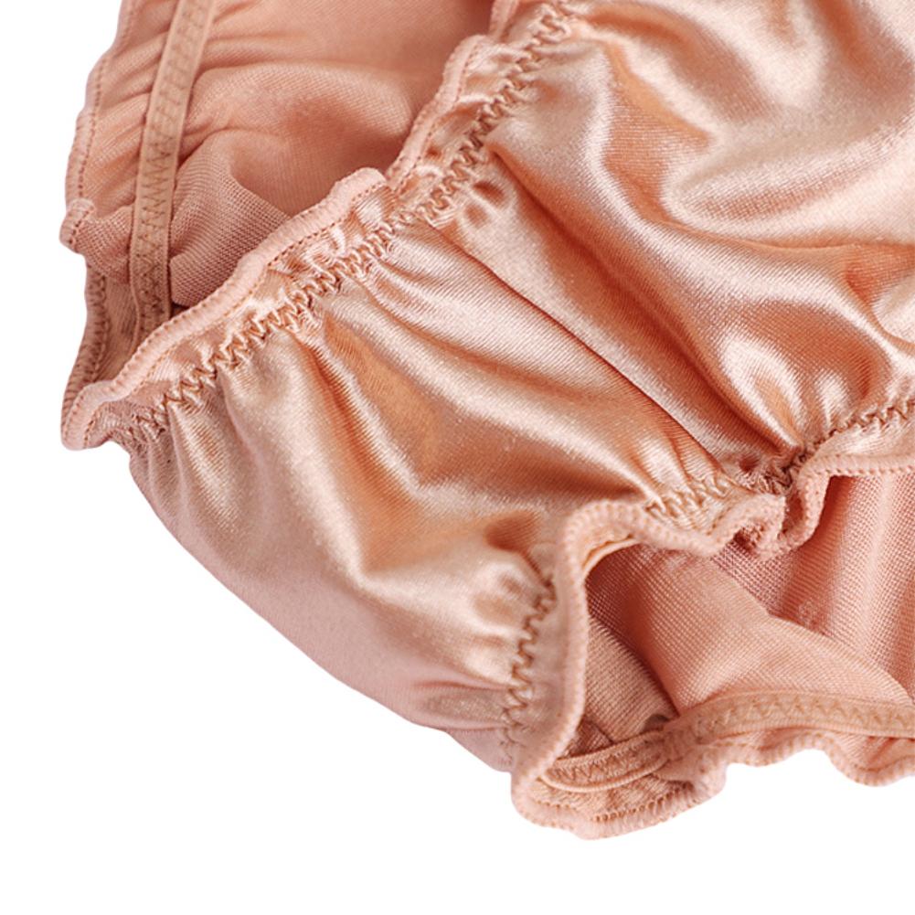 Women's Satin Panties Comfortable Low-Waist Elastic Milk Silk Underpants