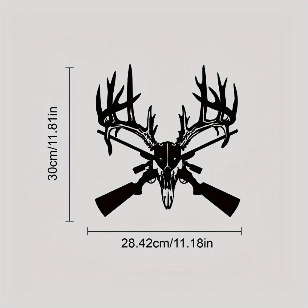 1 шт. Металлический знак «Олень с черепом и пистолетом» — стильный декор для мужской пещеры и гаража, охотничья тематика, металлическое искусство, идеальный подарок для него