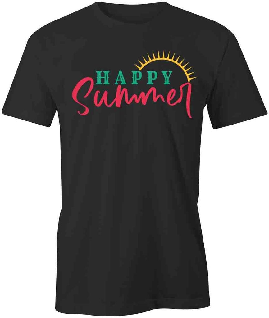 HAPPY SUMMER TShirt Tee Short-Sleeved Cotton CLOTHING SEASONAL S1BCA406