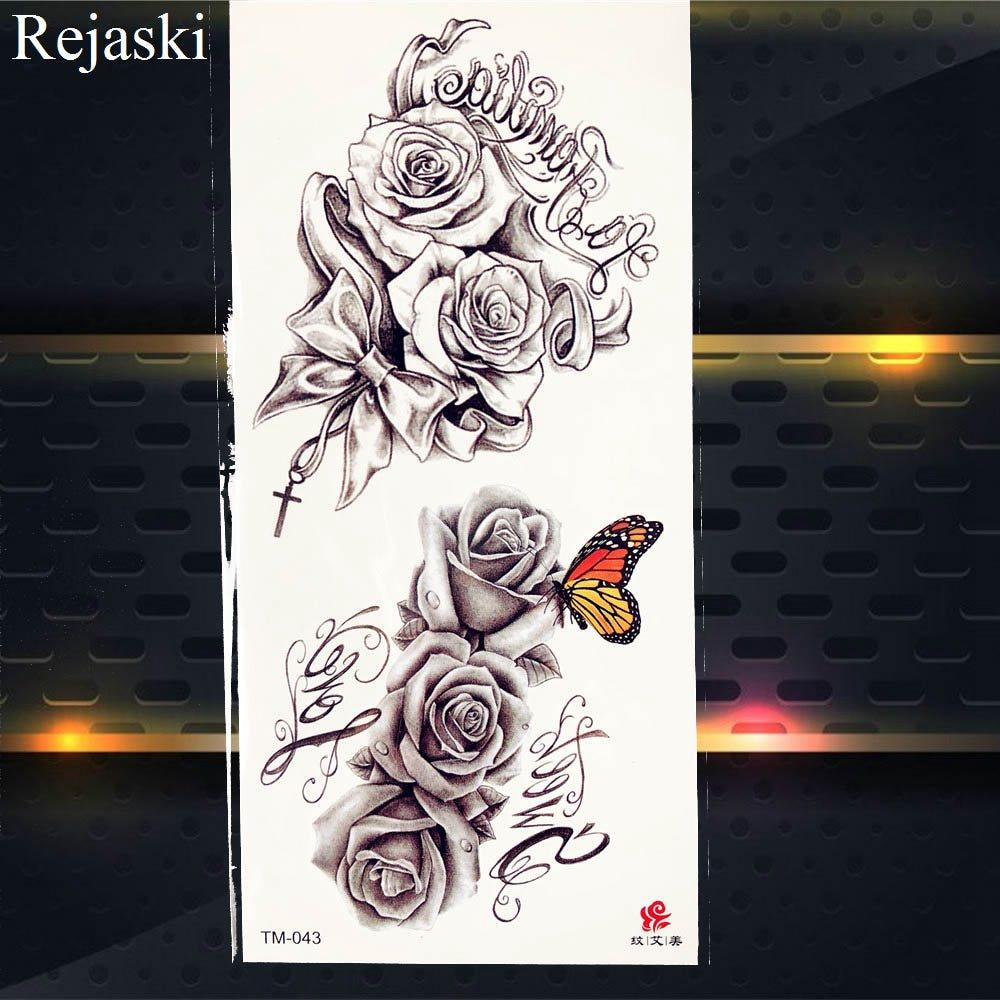 1PC Watercolor Rose Temporary Tatoo Chain Fake Jewelry Bracelet Flash Tatoo For Women Body Art Tatoo