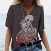 Футболка с черепами, женская рубашка, модная новая повседневная футболка с короткими рукавами, женская одежда для девочек, футболка с v-образным вырезом для женщин