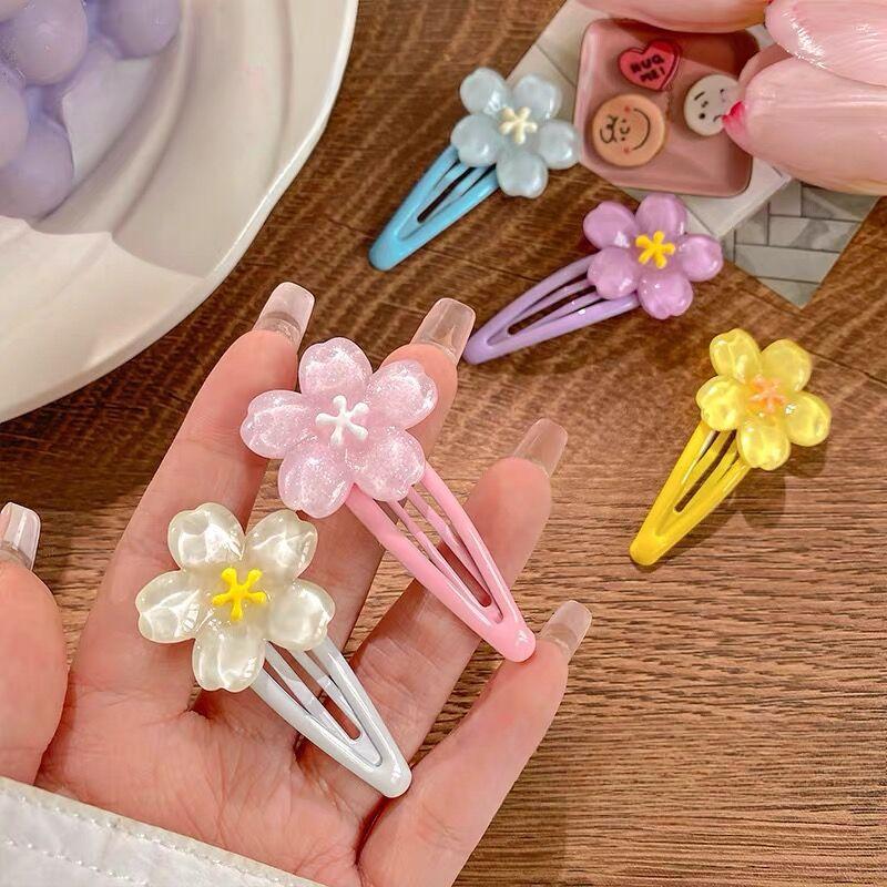 Милые милые волосы с цветущей вишней, заколка для волос сбоку, симпатичные девушки, заколка BB, Y2K, заколка для челки сбоку, аксессуары для волос, заколки для волос из свежих цветов