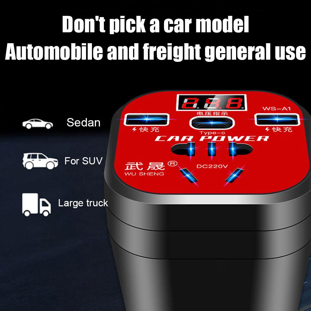 Car Power Inverter 12V/24V Universal Car Mounted Inverter USB 3.0 Charging Port DC1 10V-220V Car Power Converter Car Accessory