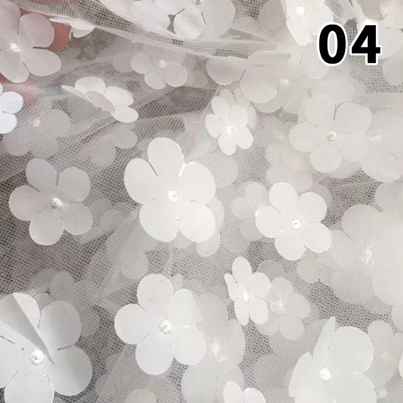 1 ярд DIY Ручная работа Высококачественная Кружевная Сетчатая Вышивка Блестки 3D Цветок Тюль Ткань DIY Платье Бант Одежда Декор Поделки