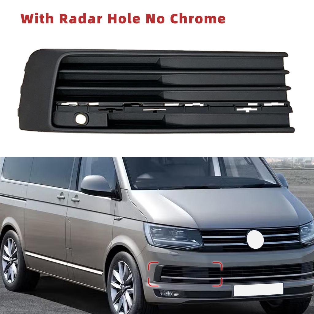 Car Front Fog Light Lamp Side Lower Grill Frame with Chrome Radar Hole for VW Transporter Multivan 2015 2016 2017 2018 2019