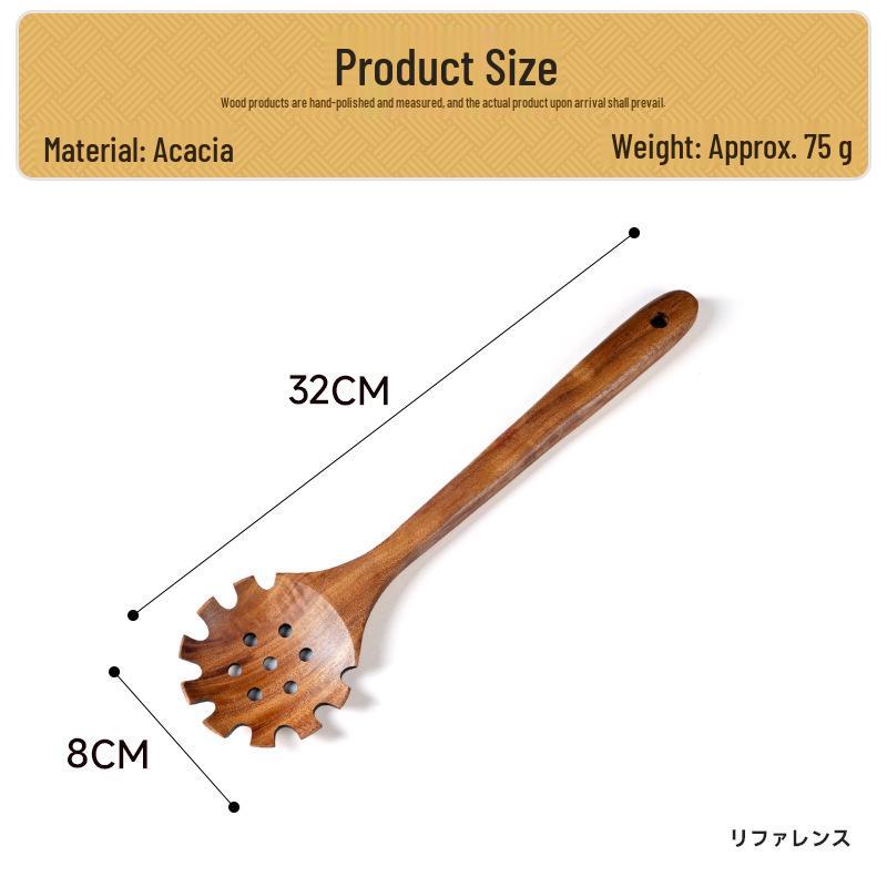 Набор кухонной утвари из тикового и акациевого дерева: Лопатка с длинной ручкой и большая суповая ложка