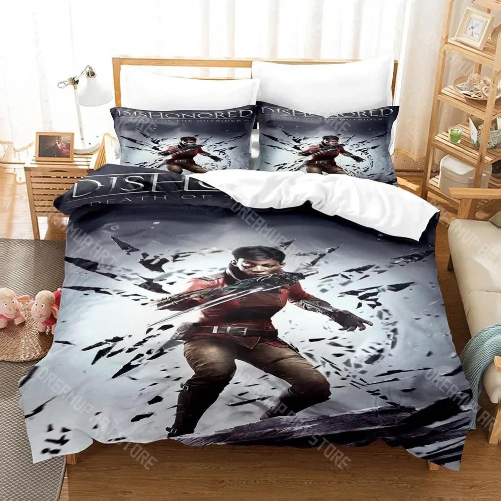 3D Печать Dishonored Комплект постельного белья Односпальный Полуторный Двуспальный Евро-кровать King Size Комплект для кровати Взрослый Детская спальня Пододеяльник Комплекты Аниме Комплект простыней