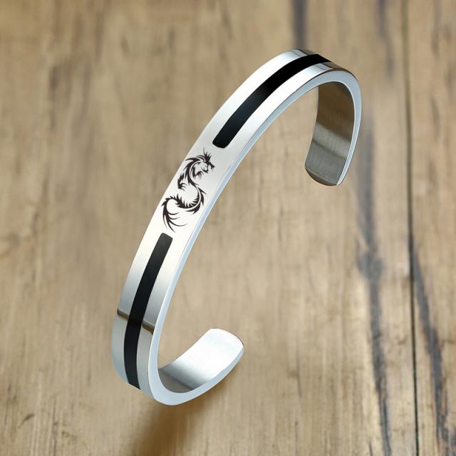 8 мм простые мужские браслеты со звездой Давида на заказ Дракон Скорпион Нержавеющая сталь эмалированные браслеты-манжеты ювелирные изделия для папы бойфренда подарок