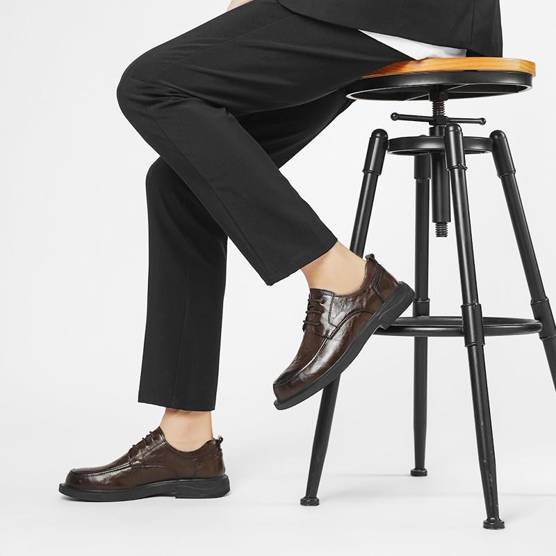 Модные мужские деловые туфли для свиданий, классические ретро-туфли с круглым носком, повседневные дышащие туфли-оксфорды для вождения из натуральной кожи для вечеринок