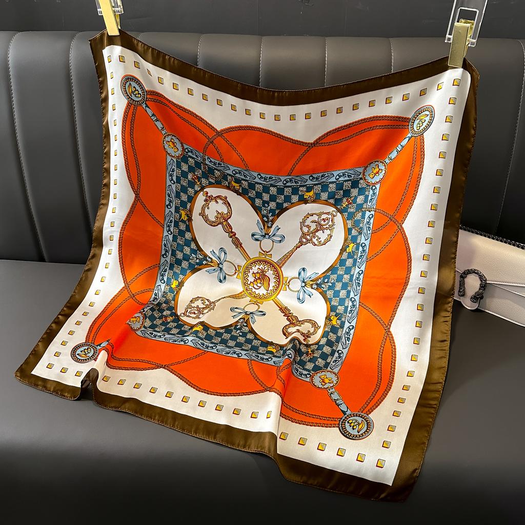 Luxury Square Silk Scarf for Women Hijab Hair Bands Neckerchief Female Satin Shawl Ribbon Headband Fashion Wraps Bandana