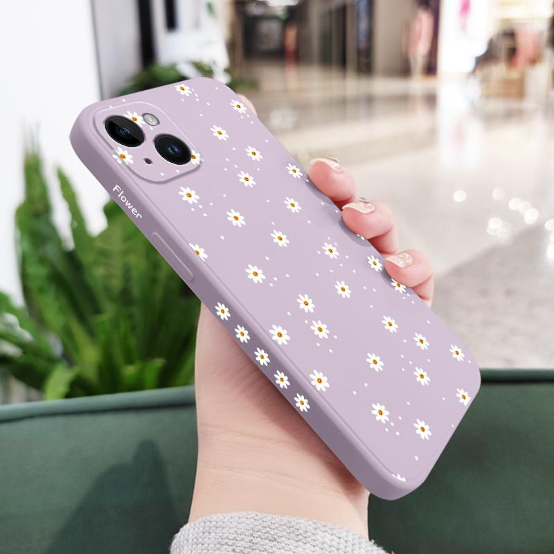 Цветочный чехол с ромашками для iPhone 17 17 Air 16 15 14 13 12 11 X XR XS Plus Pro Max Mini Силиконовый чехол