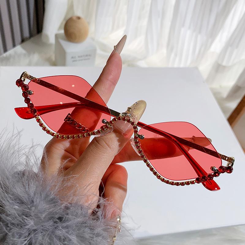 Бриллиант Винтаж Дизайнерские Ромбовидные Солнцезащитные Очки Женские Для Женщин Роскошные Солнцезащитные Очки Панк Популярные Полуободковые Очки со Стразами
