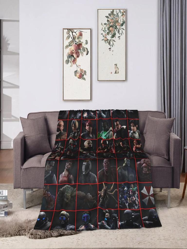 Resident Evil Characters Plush Blanket Soft Flannel Throw for Couch Chair Bed Quality Comforter Gift for Kids Adults