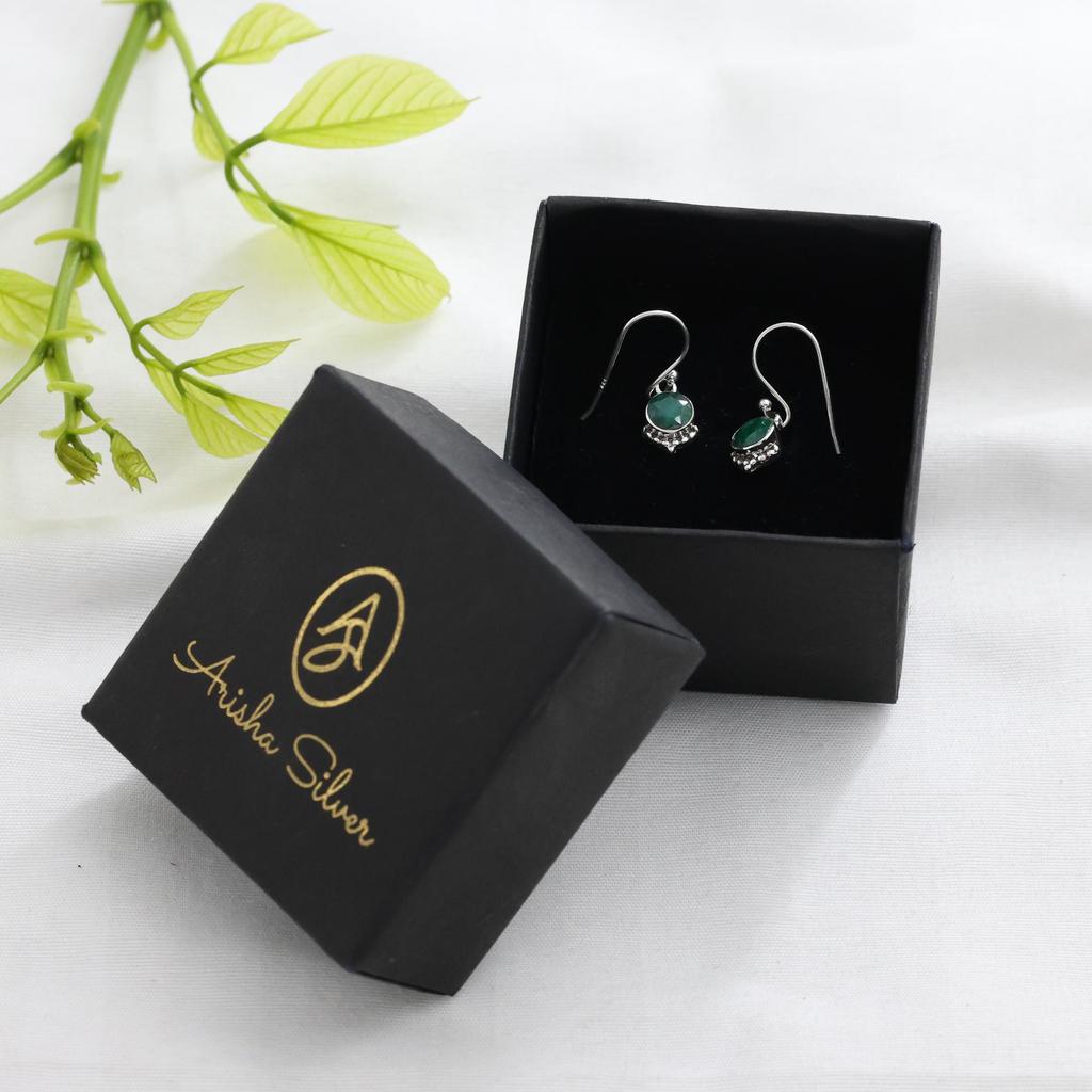 Серьга из стерлингового серебра 925 пробы с ограненным зеленым изумрудом, украшение ручной работы, подарок для нее, женское украшение