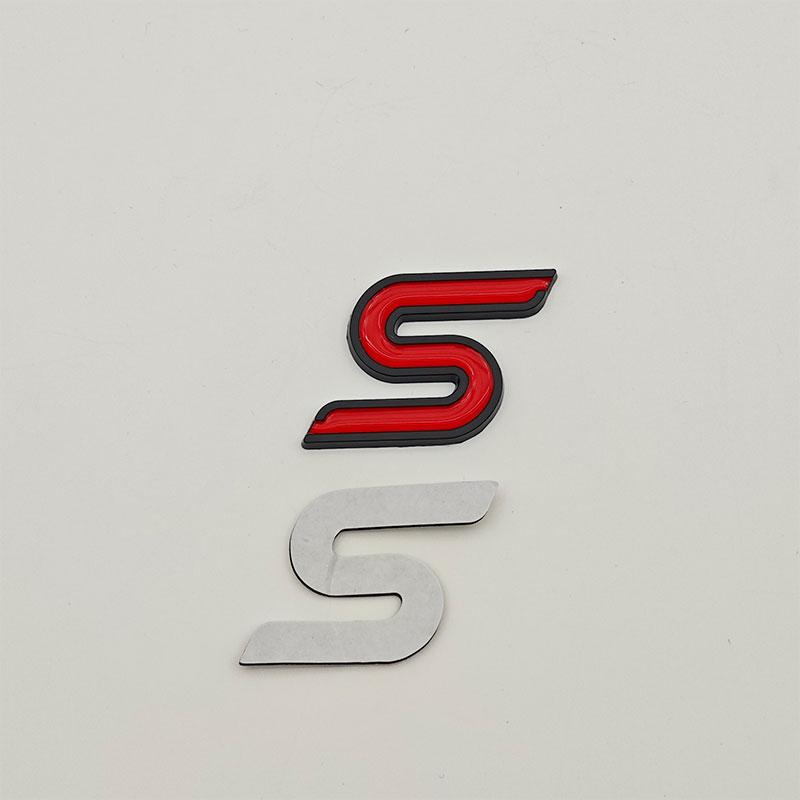 3D Metal Letter S Logo Car Front Grille Emblem Badge Rear Trunk Stickers Decal For Ford Focus Fiesta Escape Ecosport Kuga Mondeo