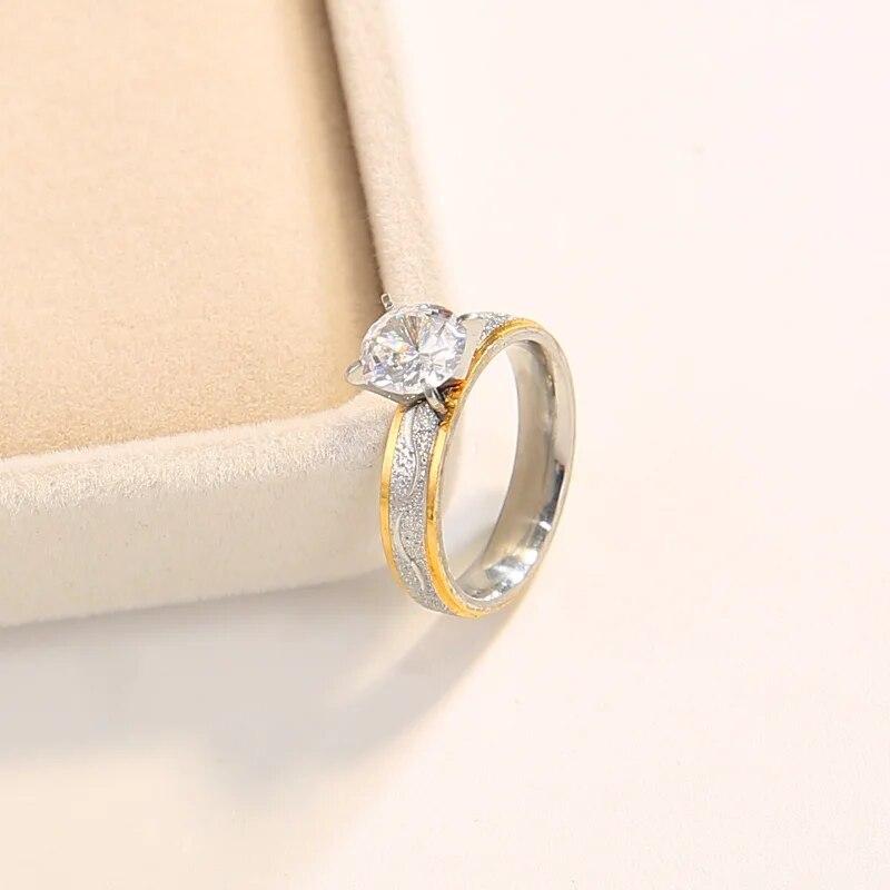 Модные парные кольца для влюбленных, комплект женских колец с изысканным цирконием, простое мужское кольцо из нержавеющей стали, обручальное свадебное ювелирное изделие