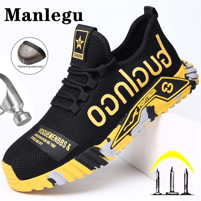 Lightweight Men Safety Shoes With Steel Toe Cap Work Sneakers Men Women Work Shoes Breathable Puncture-Proof Work Safety Boots Men Safety Footwear