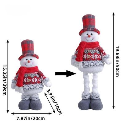 Christmas Telescopic Doll Cute Reindeer Plush Santa Hat Figurine Window Display Decoration Xmas Holiday Party Ornament