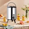 Диспенсер для напитков Изолированное ведро из нержавеющей стали с краном Ведра для молочного чая и кофе Двухслойный контейнер для хранения горячей воды