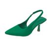 New Women's Sandals Closed Toe Green Single Shoes with Thin Heel Mid-heeled Fashion Hollow Pointed Toe Women Shoes Plus Size 43