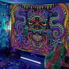 Black Light Tapestry UV Reactive Psychedelic DJ Hippie Wall Hanging Decoration Bedroom Dorm Private Room Decor