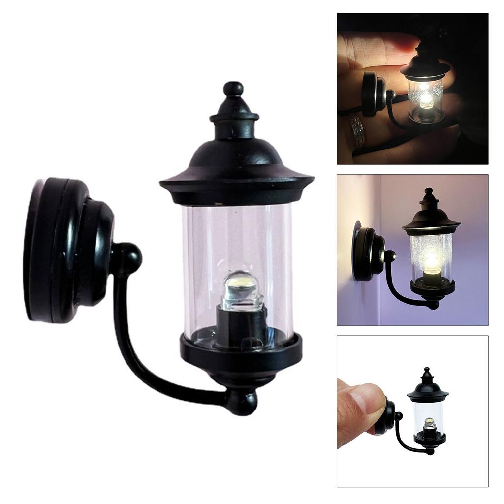 Винтажный настенный светильник в масштабе 1/12, миниатюрное металлическое светодиодное освещение для кукольного дома, аксессуары