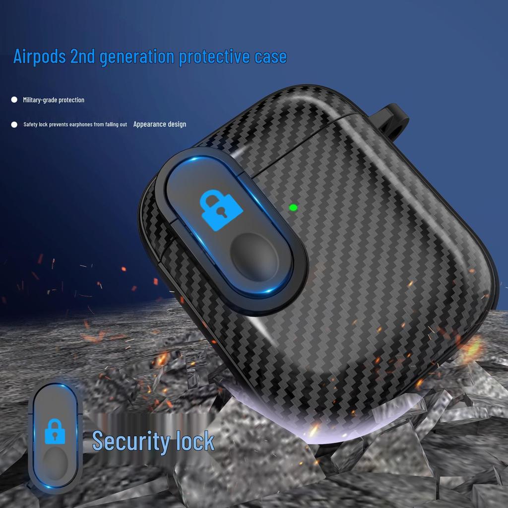 Защитный чехол из углеродного волокна с застежкой для наушников Apple AirPods 1/2 и 2-го поколения