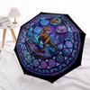 Glass Dinosaur Fantasy pattern umbrella, portable and foldable design, 8 ribs, a casual accessory for Halloween, Christmas, and birthday gifts.