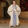Gold Multi-layer Lotus Leaf Sleeve Positioning Sequin Embroidery Light Luxury Robe Muslim Dress