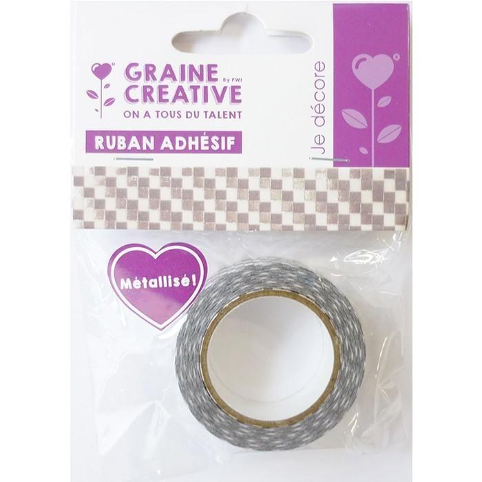 Masking Tape 1,5 cm x 10 m - Damier - doré