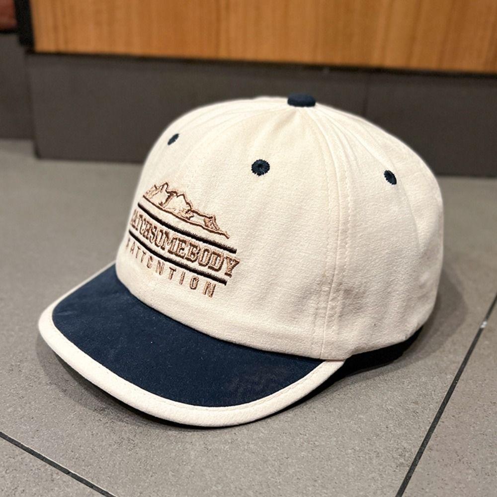 Casual Short Brim Baseball Hat Embroidery Peaked Cap Retro Letter Baseball Cap Girls