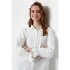 Ecru Embroidered Woven Cotton Shirt Tctss23tg00033